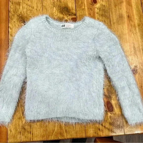 H&M toddler 1.5-2 years baby blue eyelash sweater pullover.  So cute! - Picture 1 of 6